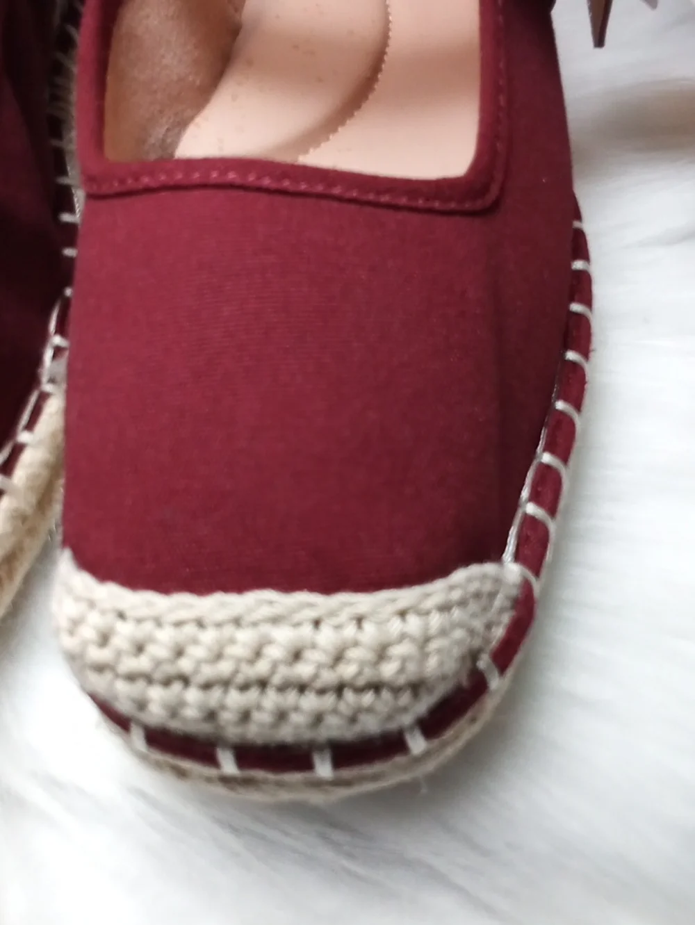 Time and Tru Women's Wine Mary Jane Espadrille Flats